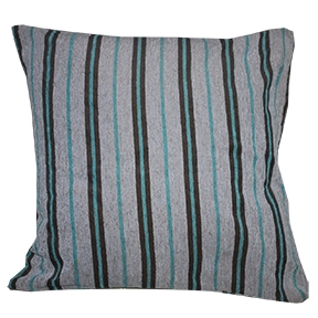 z Almofada Listrada rústica 03 - cinza com azul