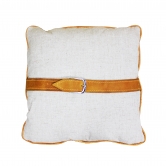 Almofada Linho Couro Fivela